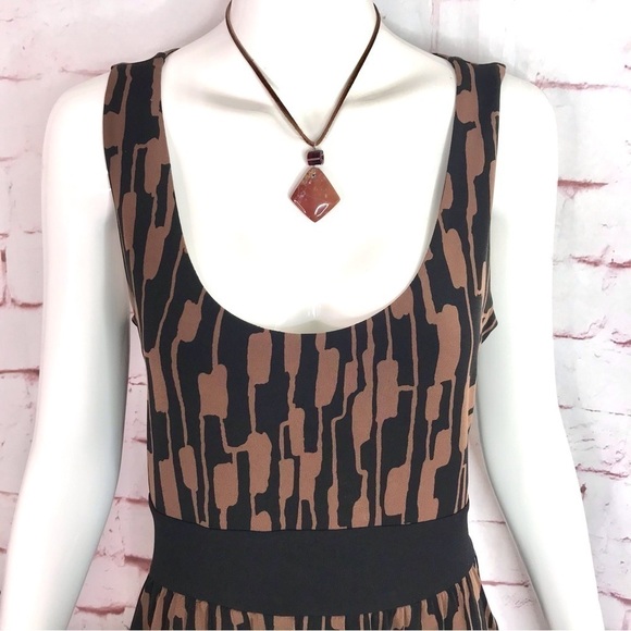 MICHAEL Michael Kors Petite L sleeveless Blouson Black Brown print Dress Large - Picture 15 of 15